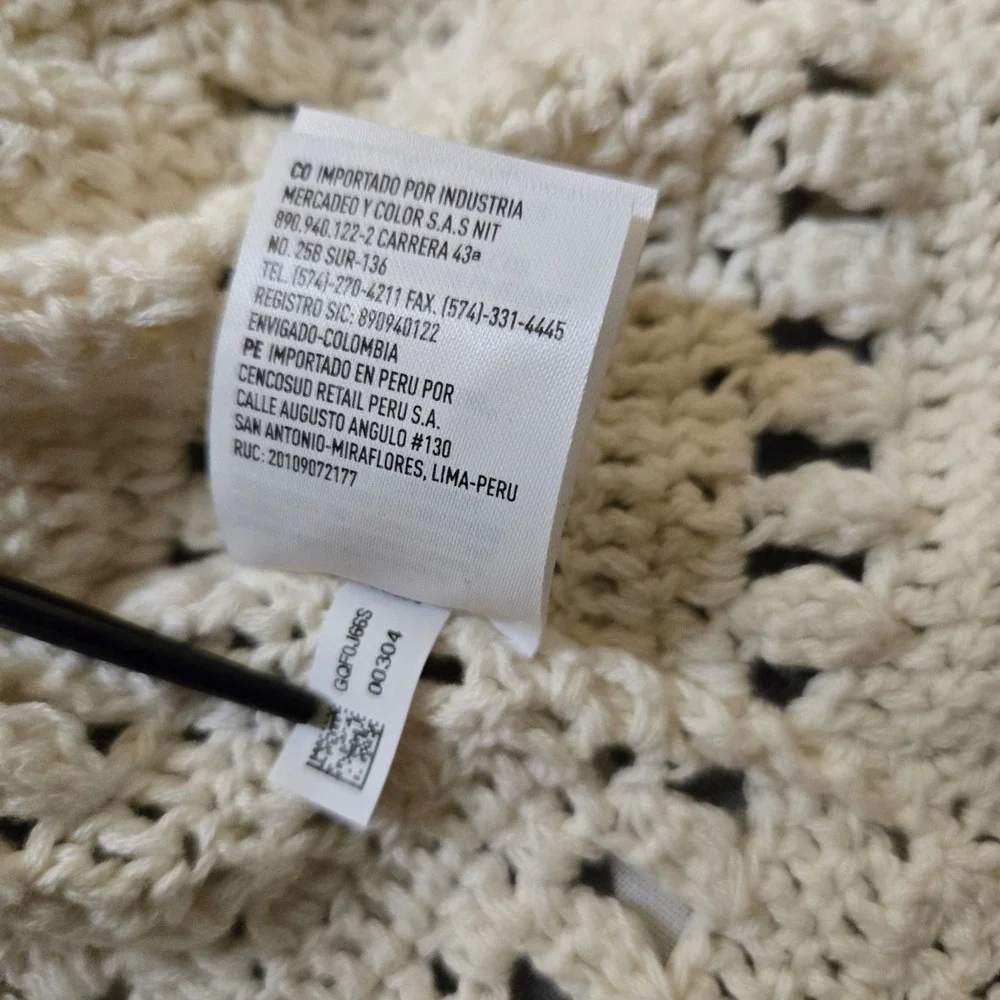 American Eagle Crochet Button Front Cami Tank Top Cream Ivory XL Tie Strap Boho - Picture 7 of 8